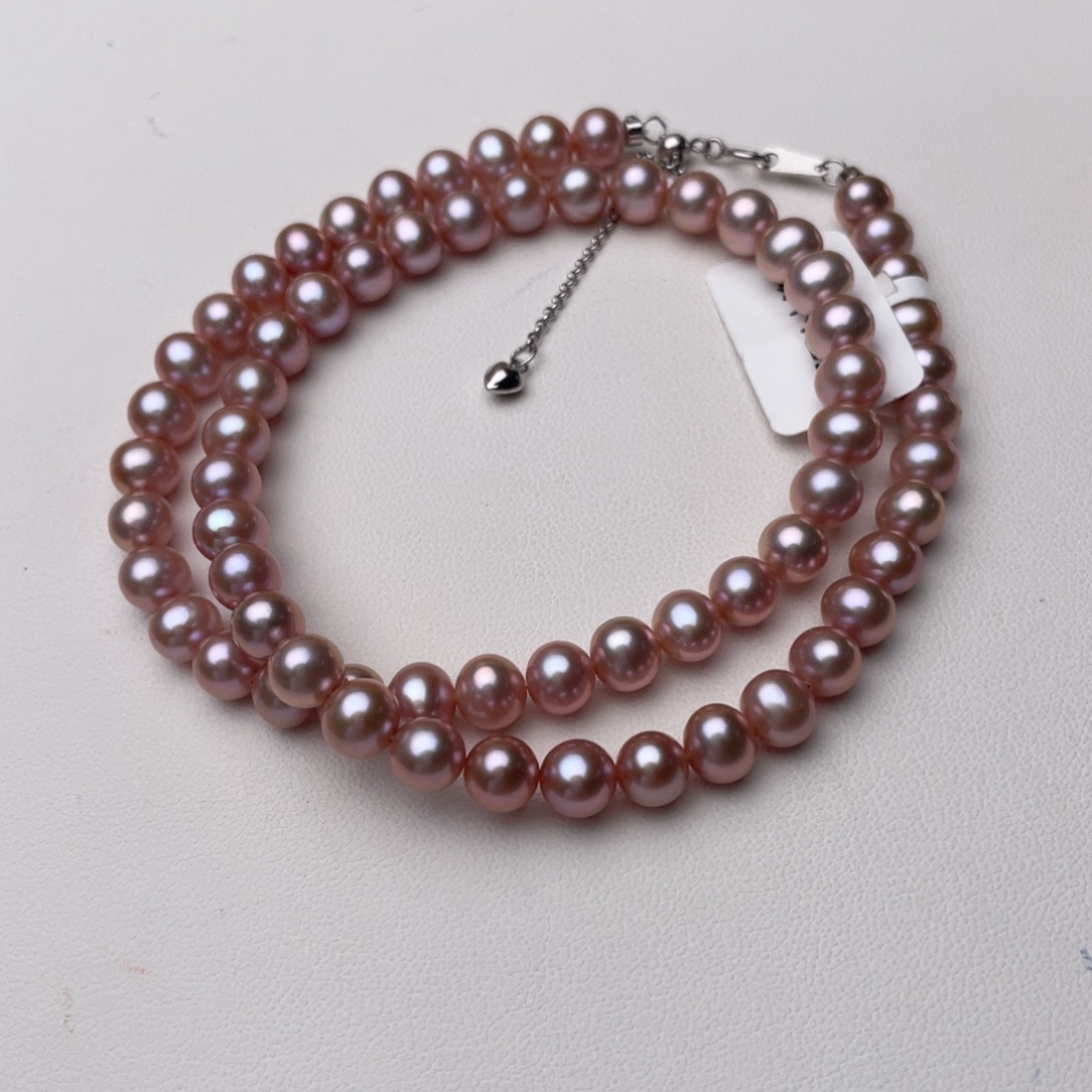 淡水珍珠颈饰银S925镶嵌6-7mm无核无暇