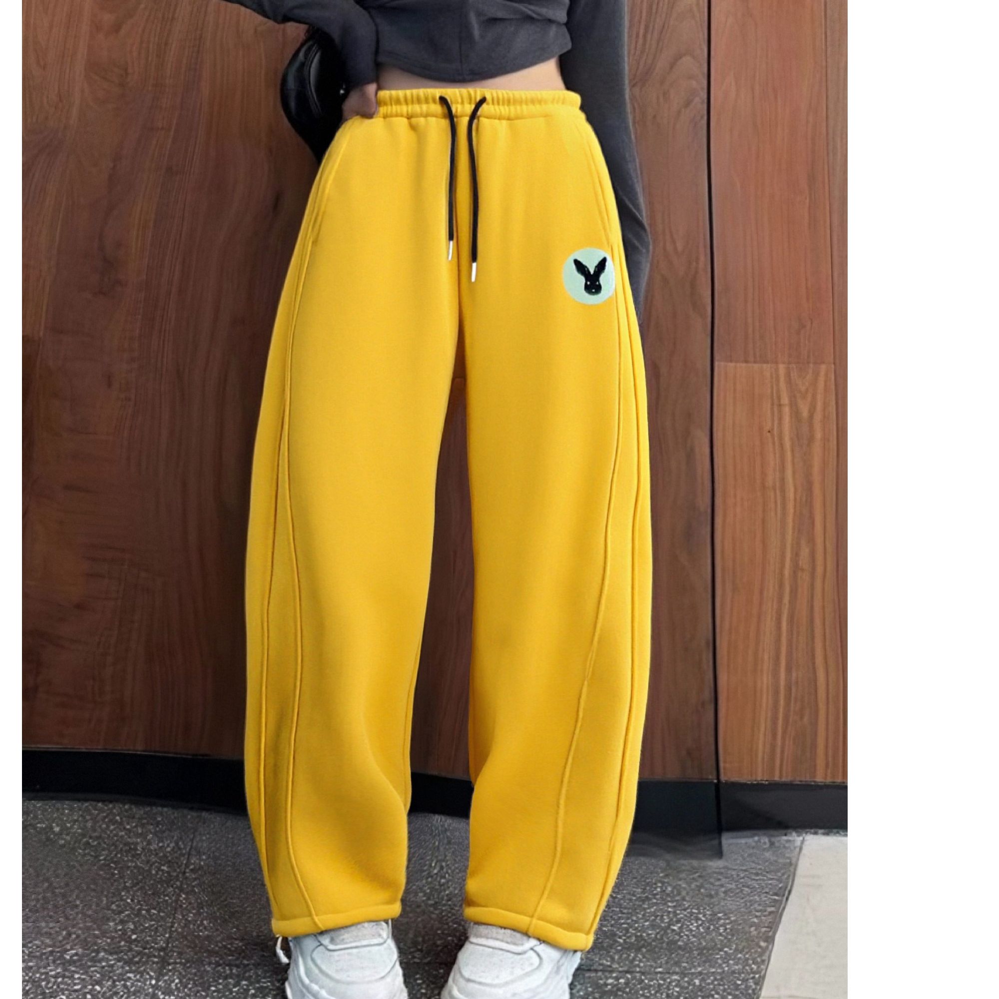 加绒宽松女香蕉弯刀裤时尚裤松紧腰休闲裤百搭时尚PA-YD03