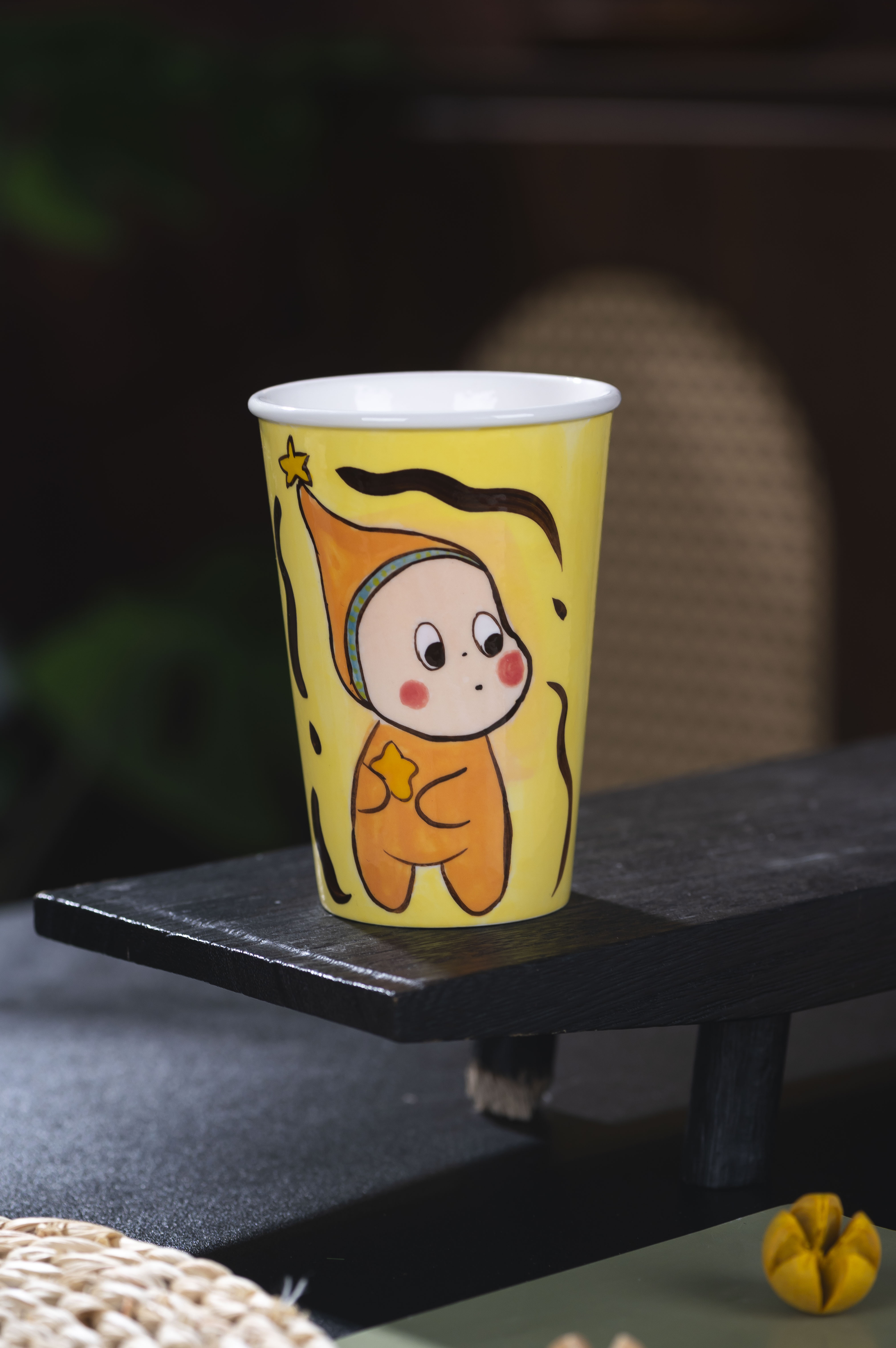景德镇高温釉下彩旺的可以陶瓷手工手绘星星人可乐杯