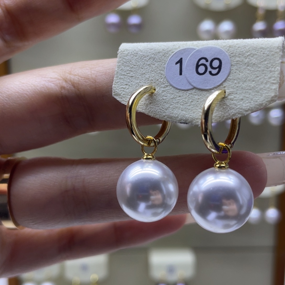 淡水珍珠耳饰银S925镶嵌