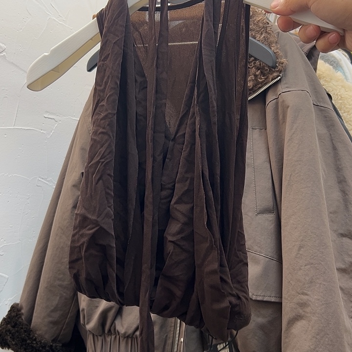 棉今天新款咖色背心S