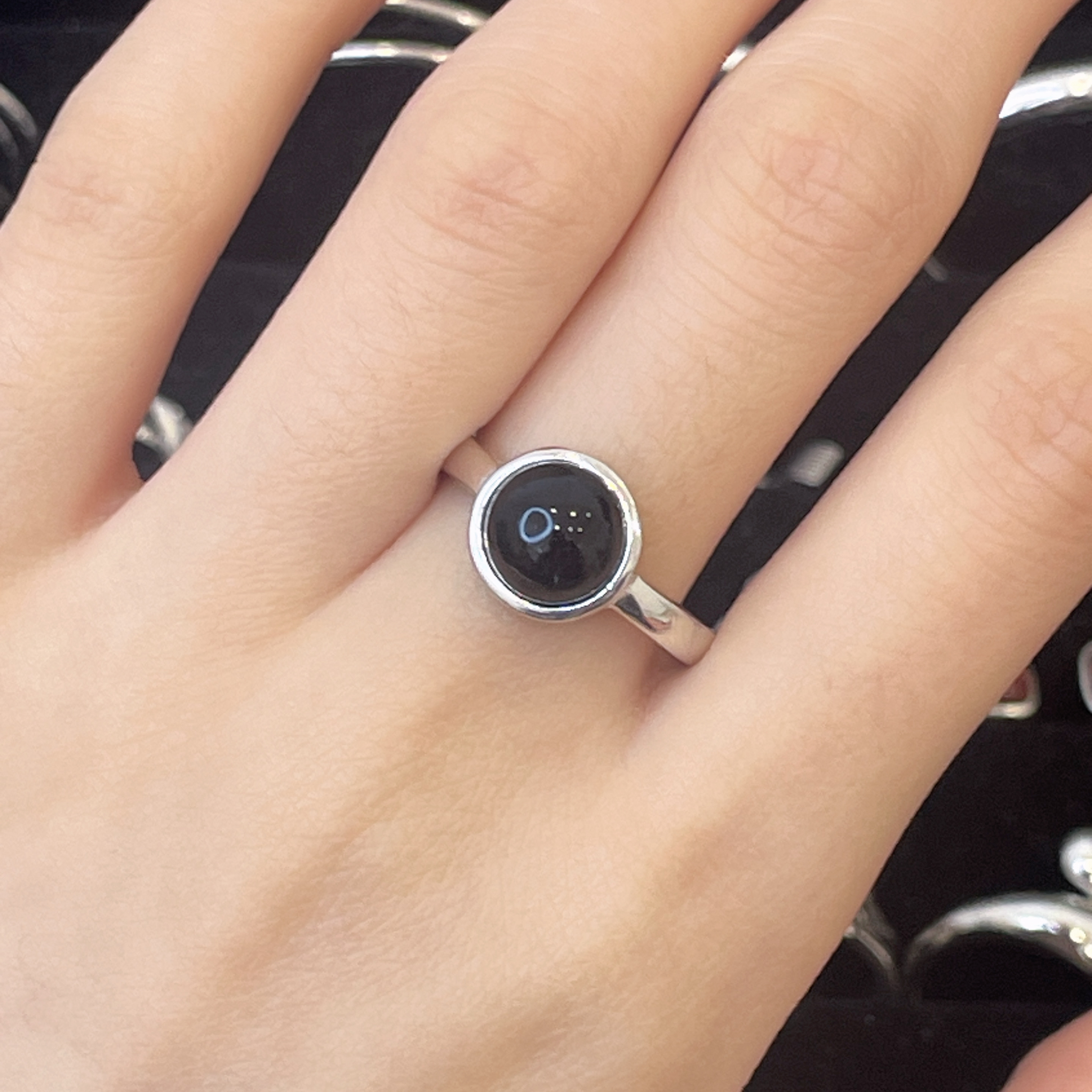 纯黑色玛瑙简约大气戒指小众高冷设计时尚个性活口