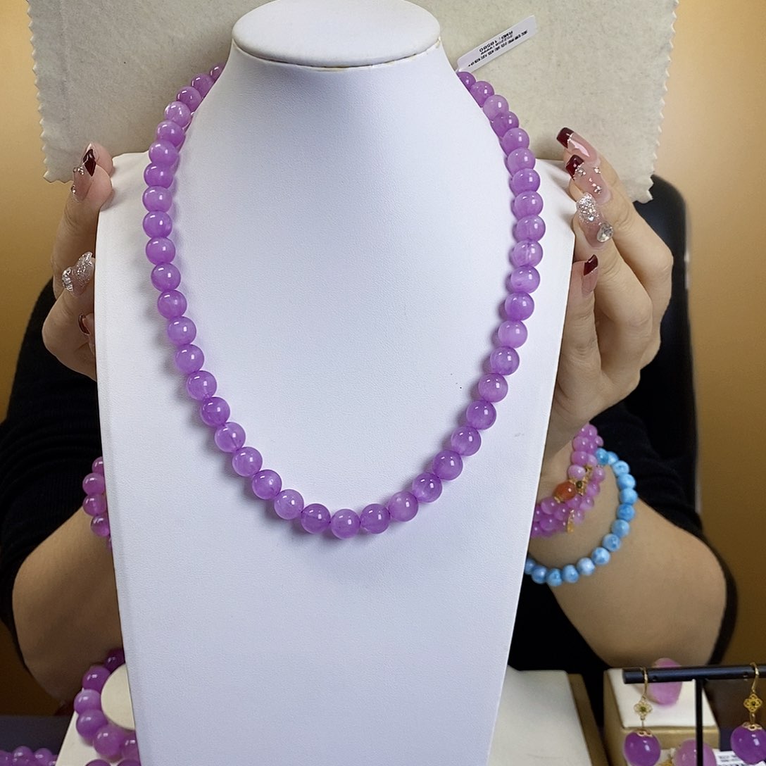 锂辉石紫锂辉高冰收藏级顶配项链8+未镶嵌