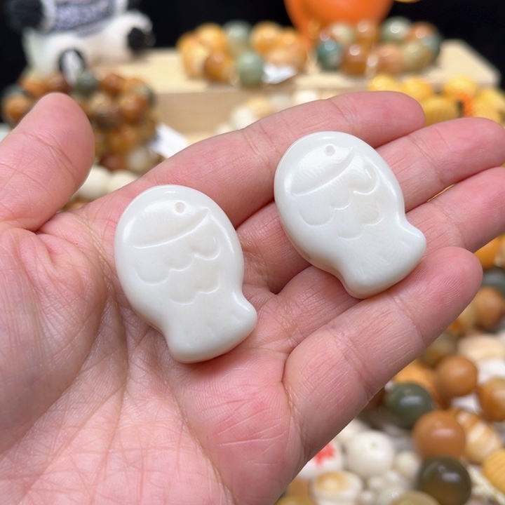 菩提根/象牙果吊坠1-13-155比目鱼两颗大尺寸微瑕