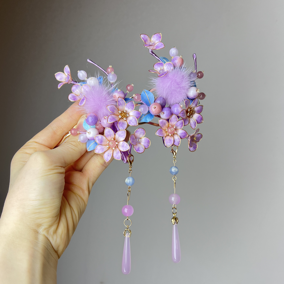 纯手工非遗绒花掐丝发簪 No退No换 日常挽发精致绒花簪子