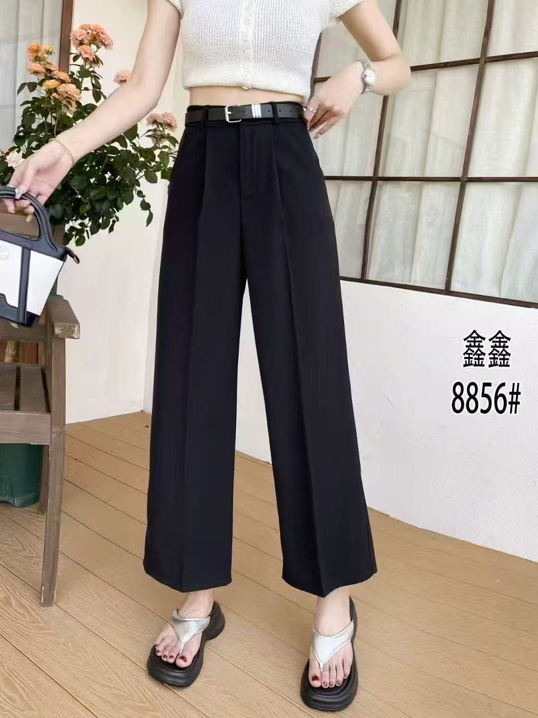 夏季高腰直筒显瘦遮肉休闲西装九分裤女
