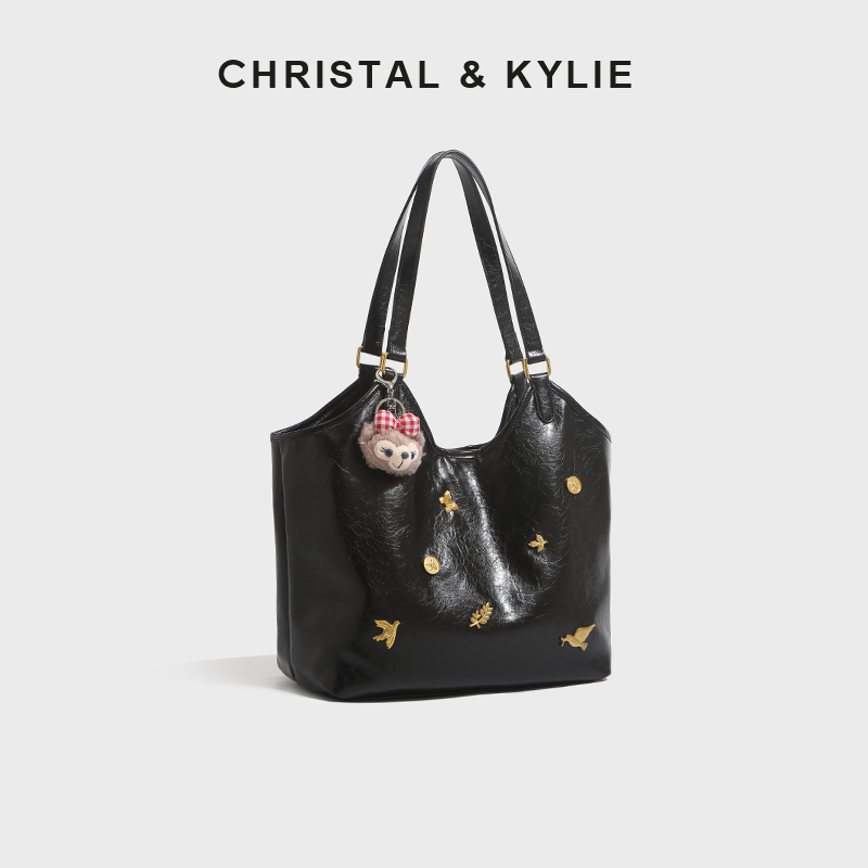 【CHRISTAL&KYLIE】春夏新款斜挎包手提单肩包水桶包CKT8072黑色