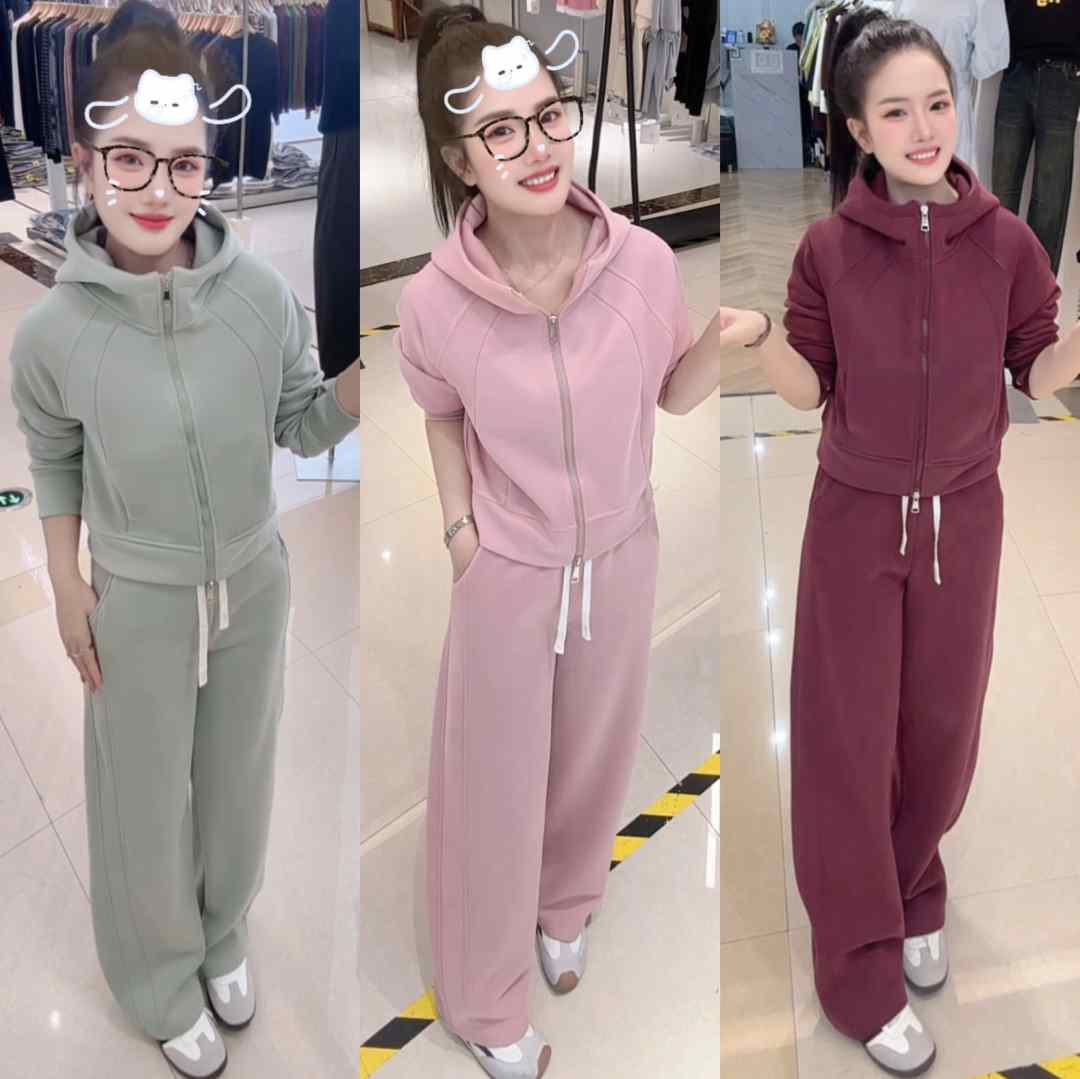 玲玲定制【加绒厚款】内里羊毛蚕丝云感女卫衣+卫裤连帽款两件套