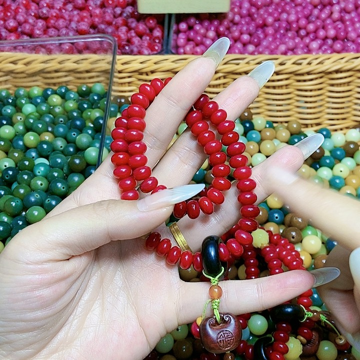 菩提根/象牙果吊坠红色双圈