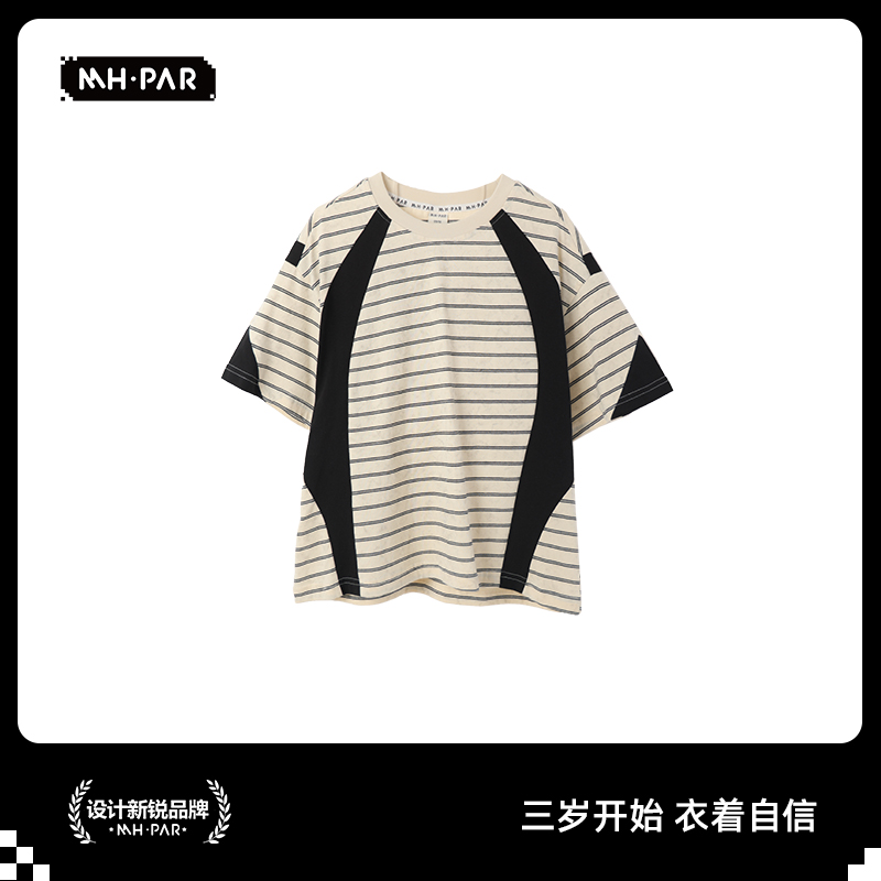 麦哈派MH·PAR男童薄款卡通动漫夏季套装设计感女装设计师拼接春夏