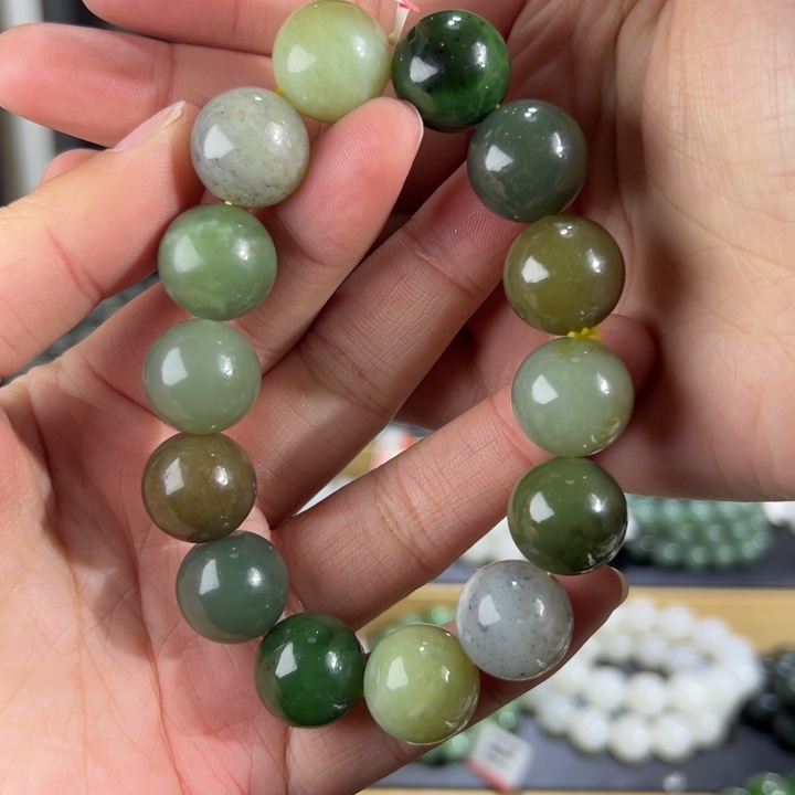 和田玉手串未镶嵌和田玉多宝卡16圆珠