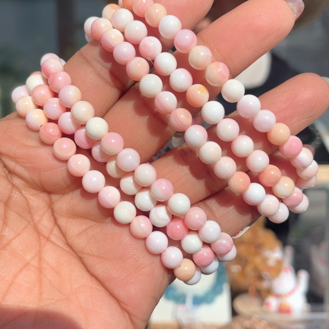 水晶手串未镶嵌6mm粉贝多圈手串多样性发其一