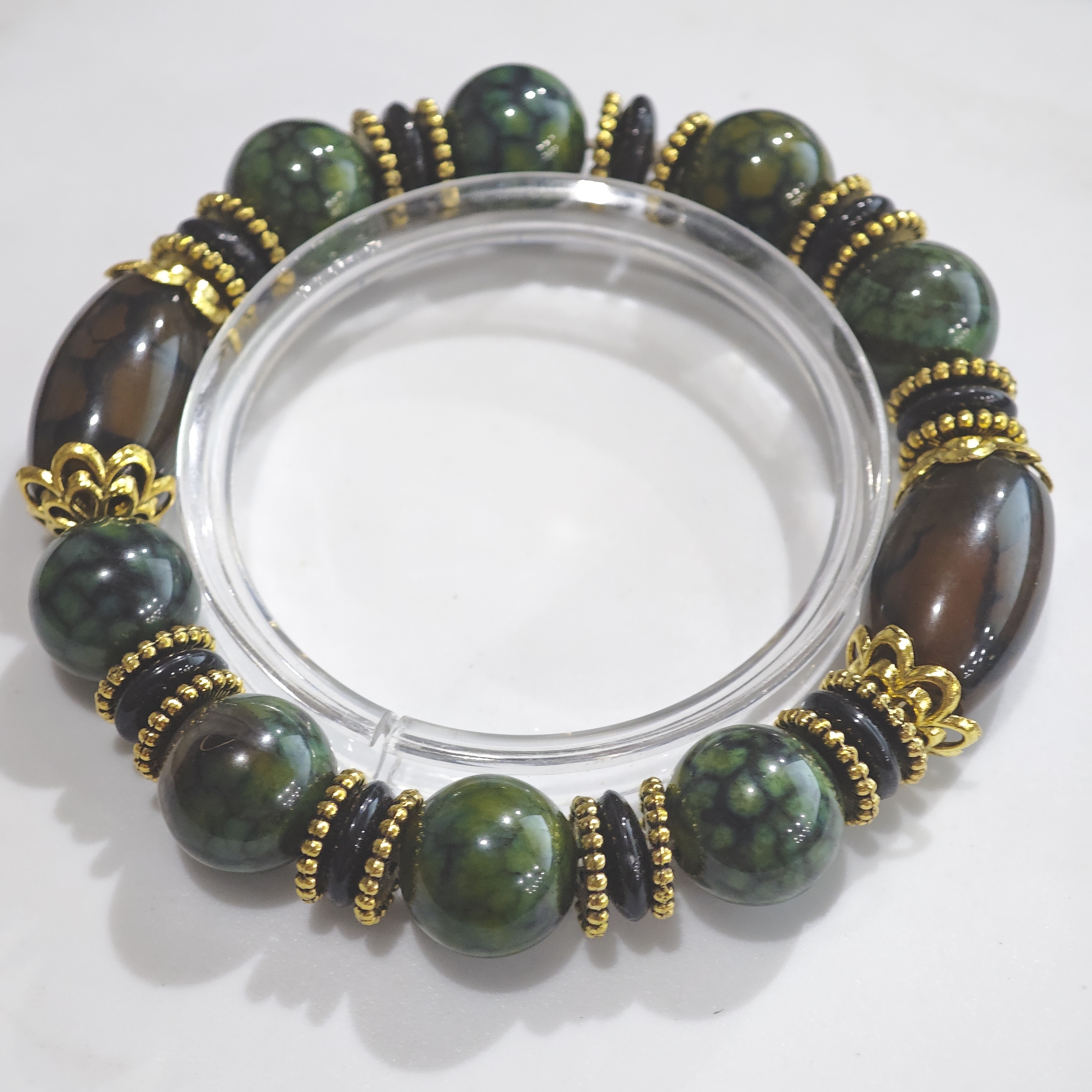 B24 藏式玛瑙龙鳞纹手串（颜色多样性发其一）