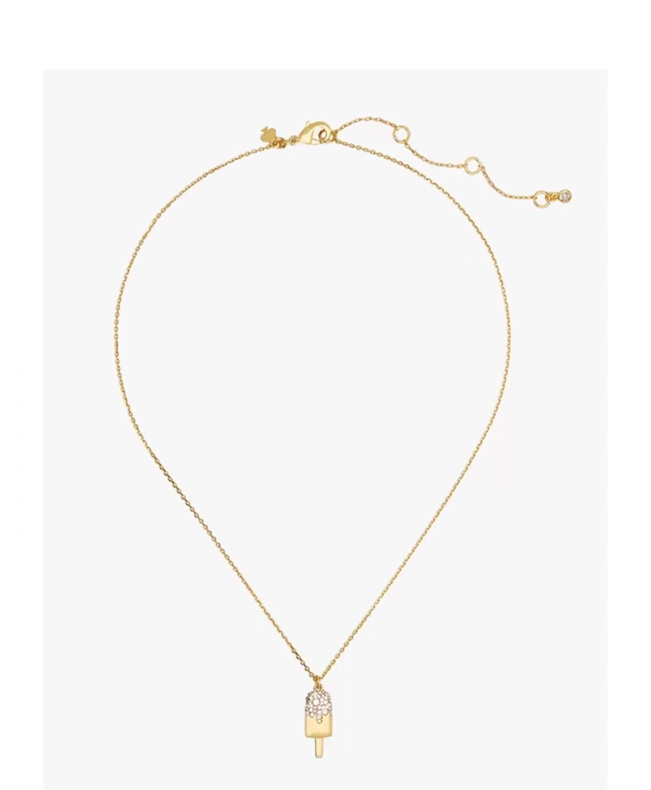 黄铜项链 镀18k金KS小雪糕吊坠清新趣味镶嵌满钻项链