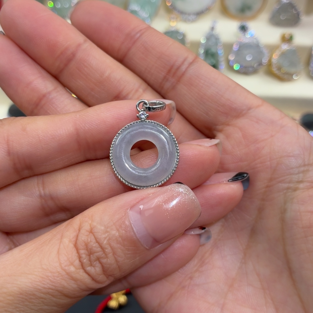 翡翠银S925镶嵌颈饰吊坠