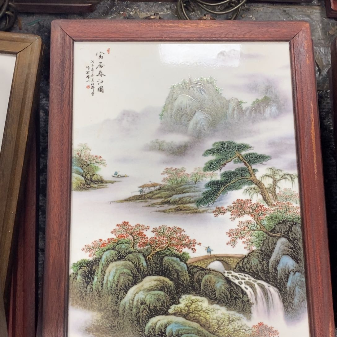 瓷片37*28*1景德镇瓷板画柴窑烧制