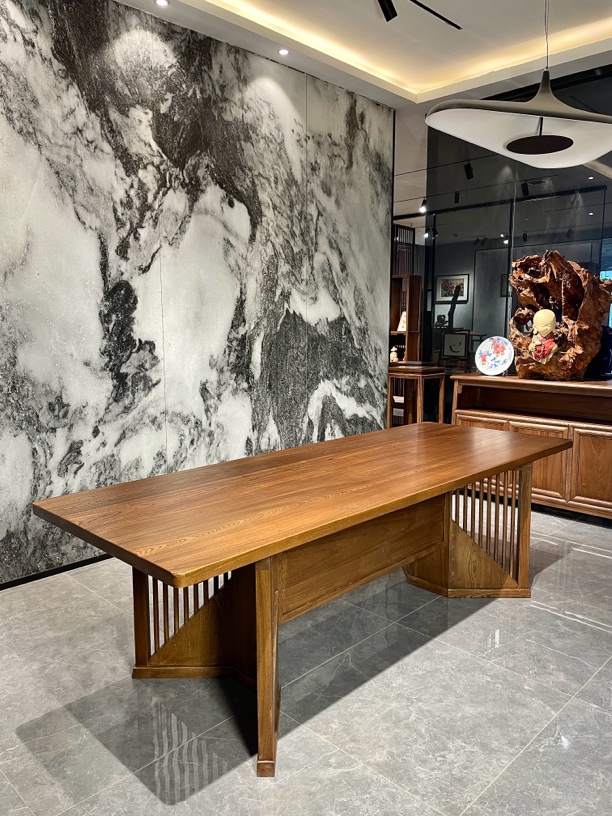 俄罗斯榆木平升厚板茶桌