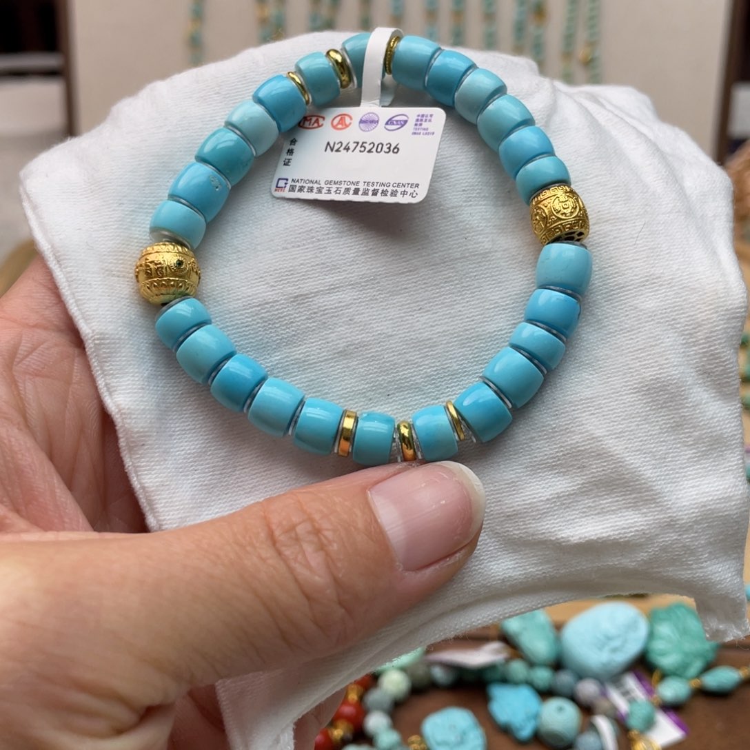 绿松石手链18K金镶嵌