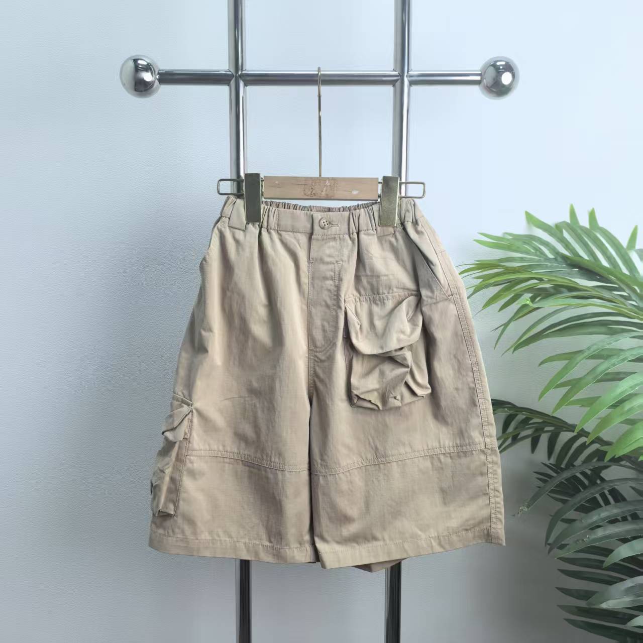 【2051】浅卡其多口袋工装裤B1-18