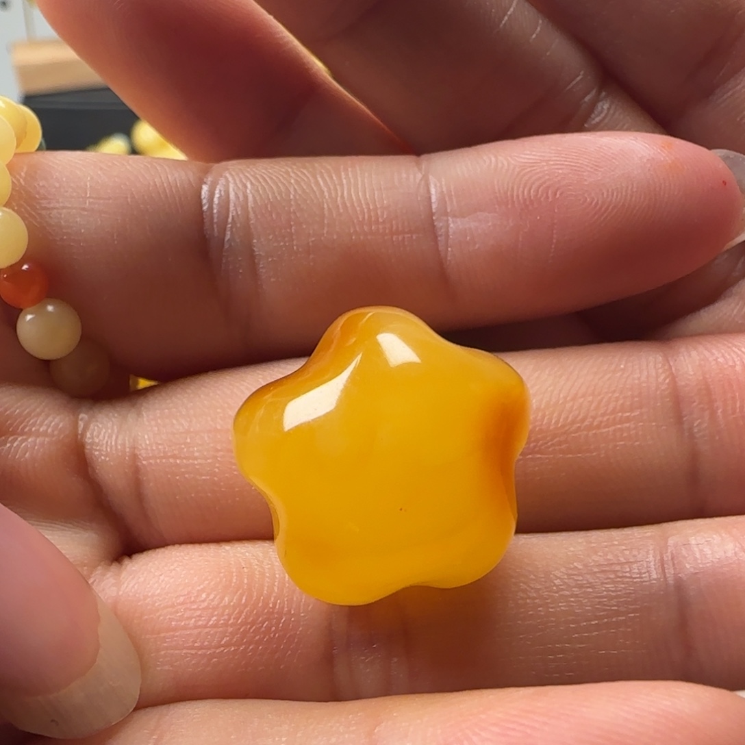 依****蜜蜡未镶嵌颈饰蜜蜡俏色星星吊坠（定制三通孔不退换）