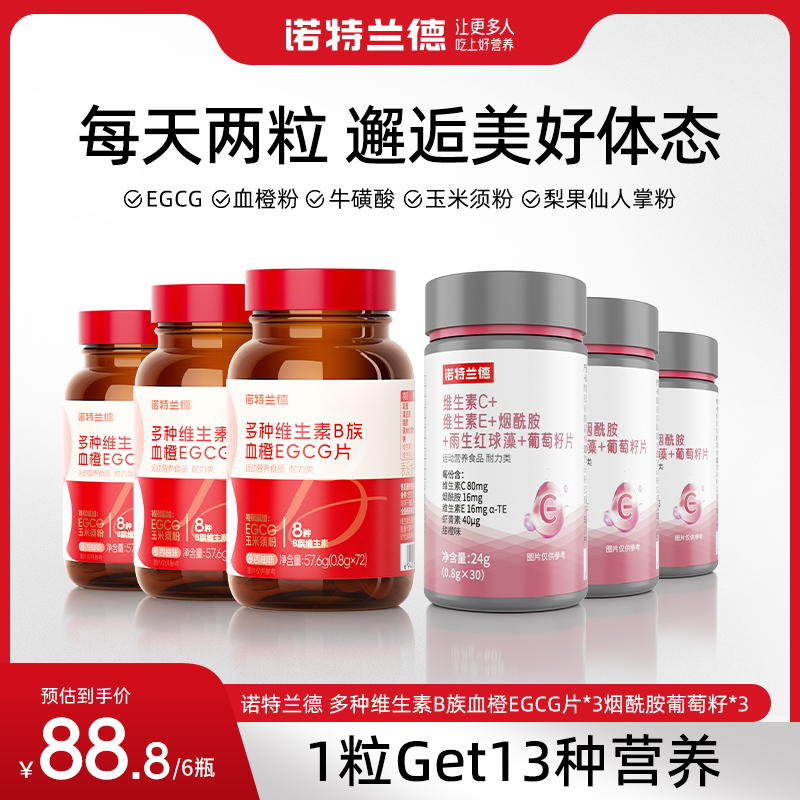 诺特兰德维生素b族女士复合维生素EGCG片维c维e烟酰胺葡萄籽片