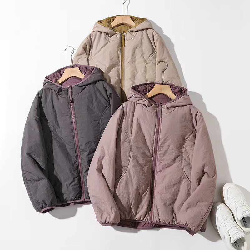 小暖炉！25新款冬季两面穿羊毛棉服保暖显瘦加厚休闲连帽棉衣7609