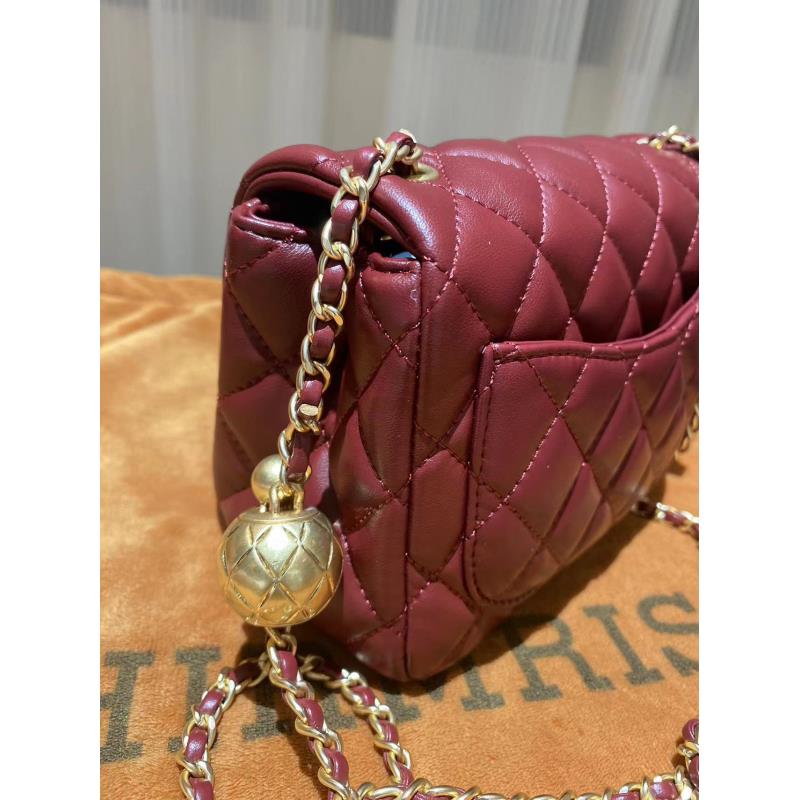 HIRMRIS手工真皮包550708-红  小方胖金球香