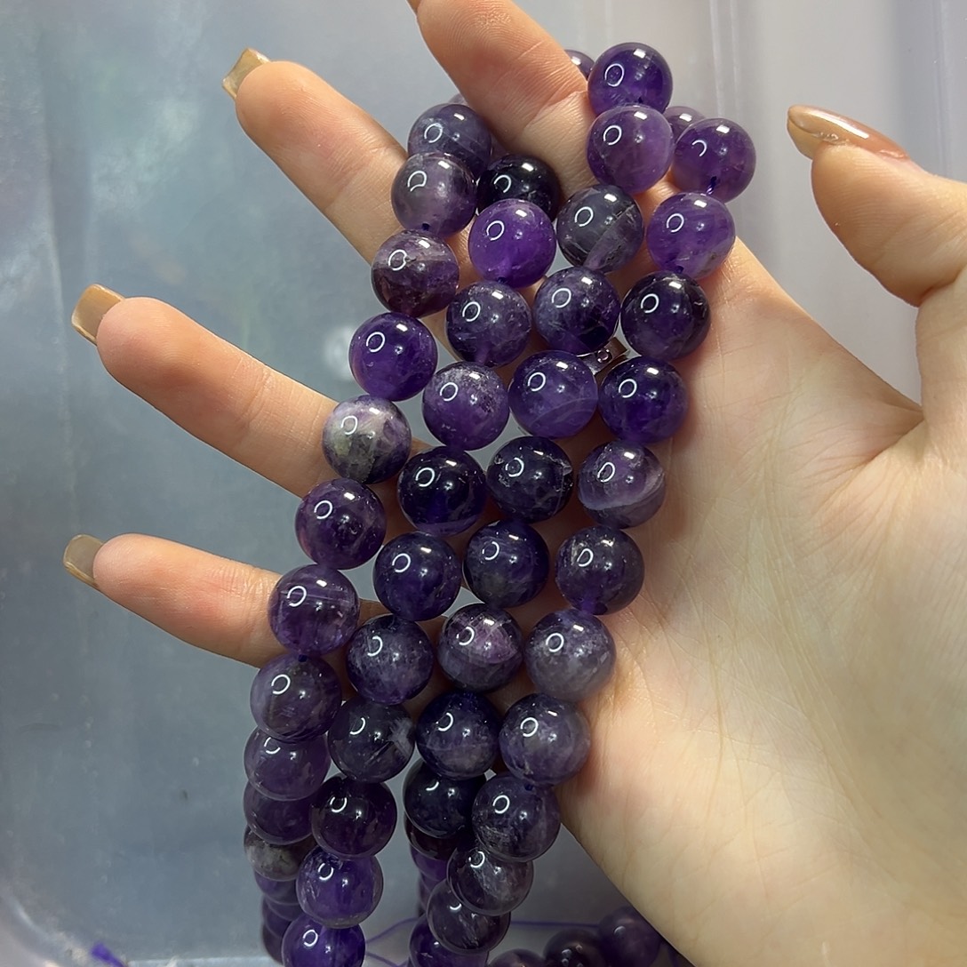 玛瑙/玉髓合金珠宝半成品紫水卡12一条