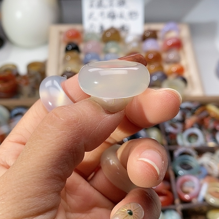 源***味玛瑙/玉髓未镶嵌戒指A49不退换港14