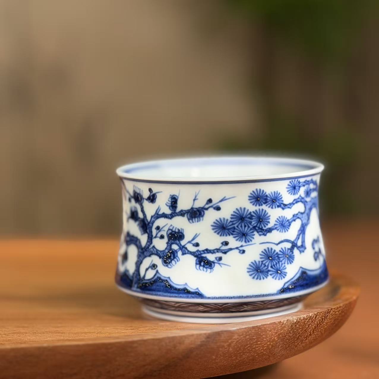 子舍柴窑松竹梅马蹄杯ZSCY004纯手工陶瓷