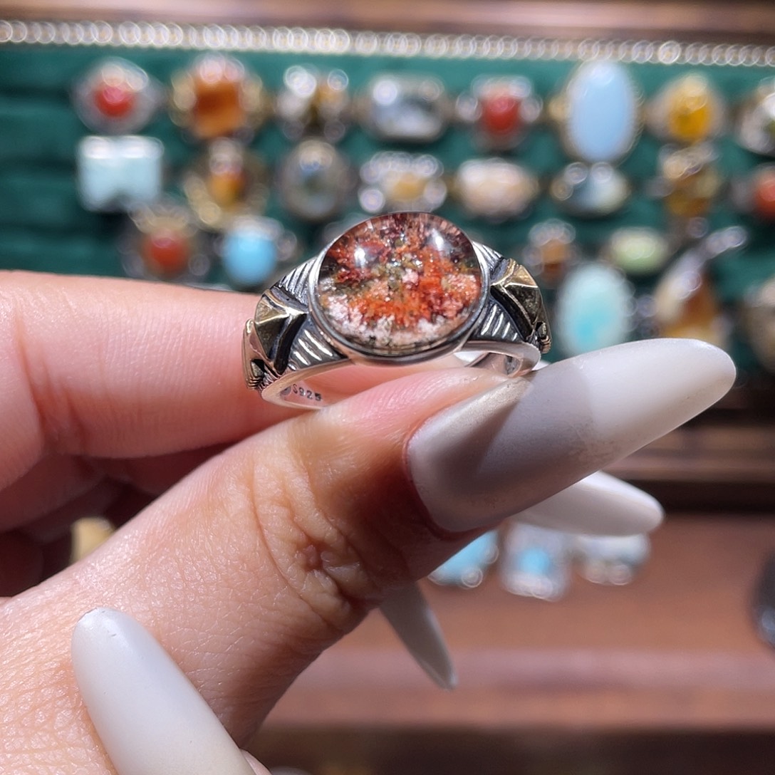 子***弦银S925镶嵌烟晶戒指戒指