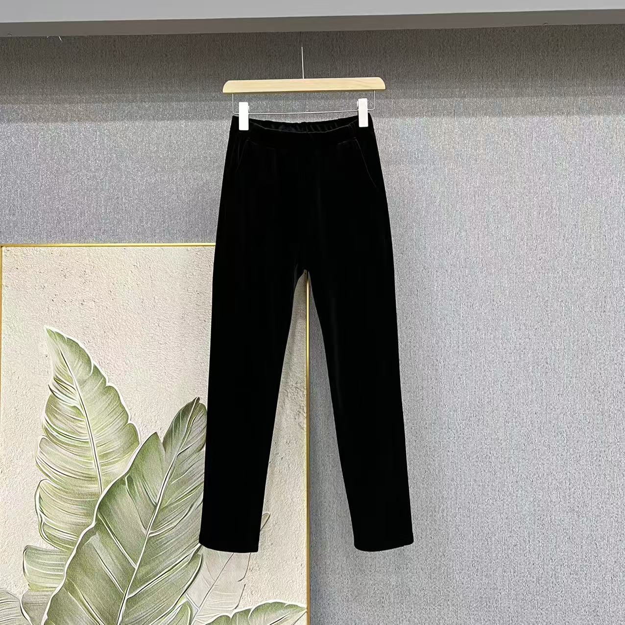 GUMODENG/古摩登UU原创！松紧腰女士绒绒小脚裤