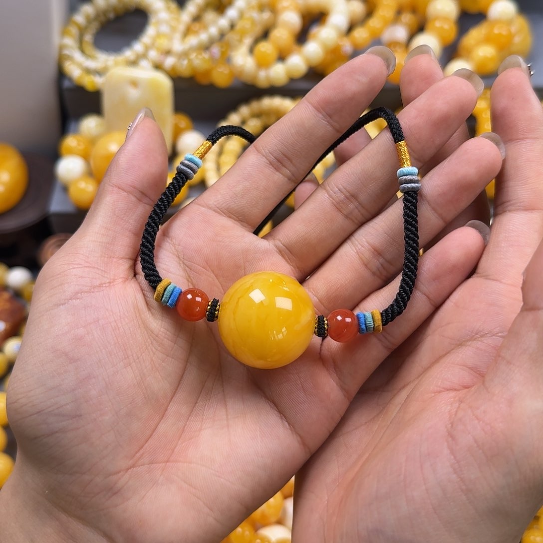 琥珀珠宝奇石未镶嵌锁骨29mm