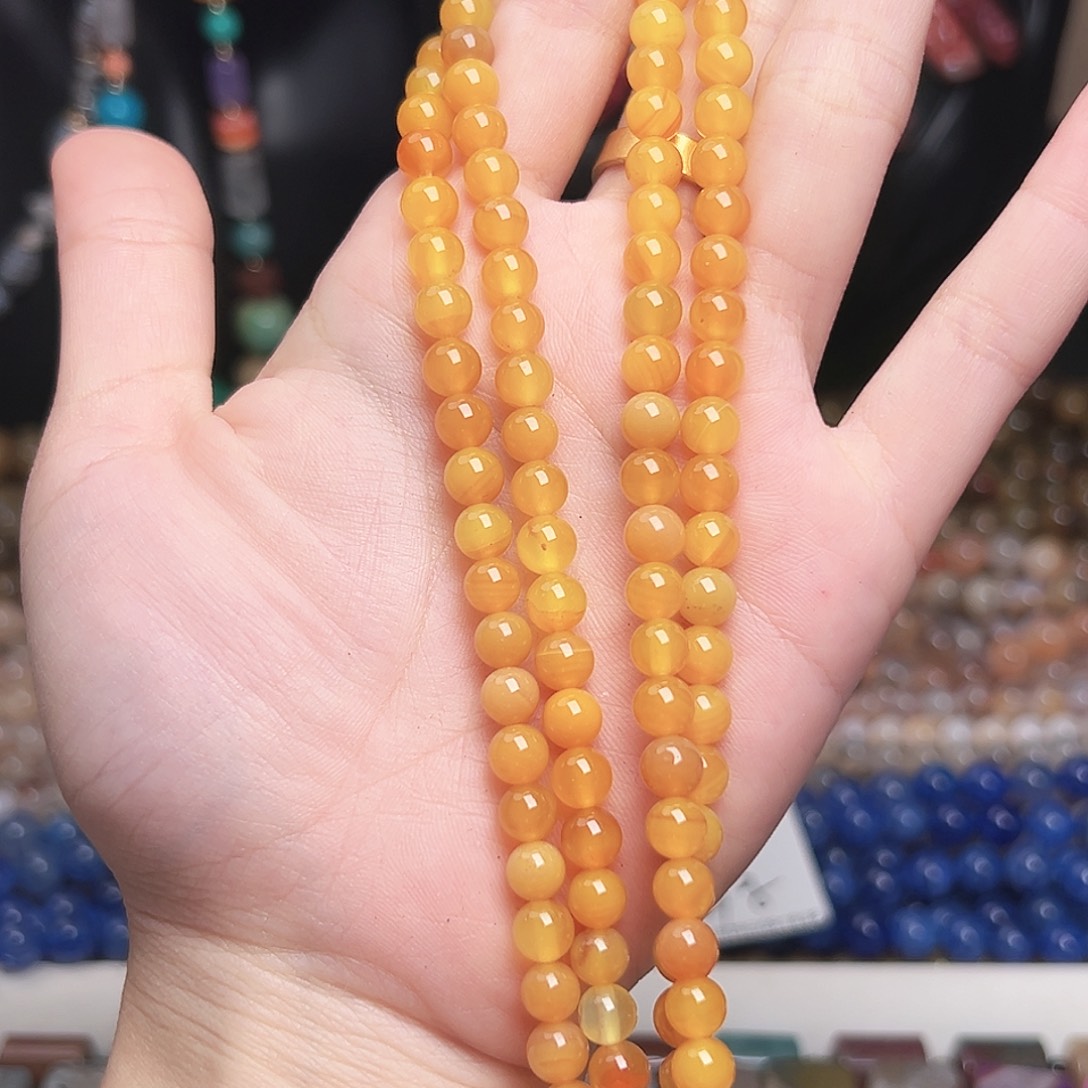 玛瑙/玉髓合金珠宝半成品x233 6m 鸡油黄玛瑙一条