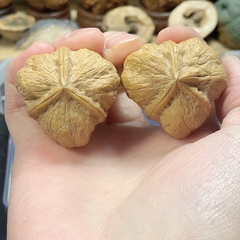 文玩核桃把件碟桩玉璧带彩39