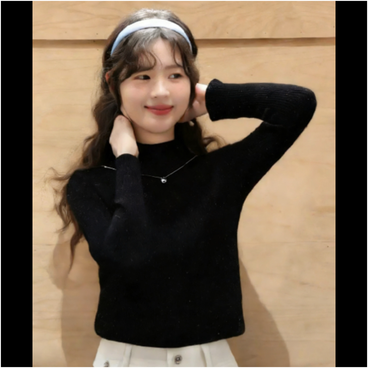 黑色加绒加厚闪亮针织打底衫2025冬季新款加厚保暖半高领上衣178