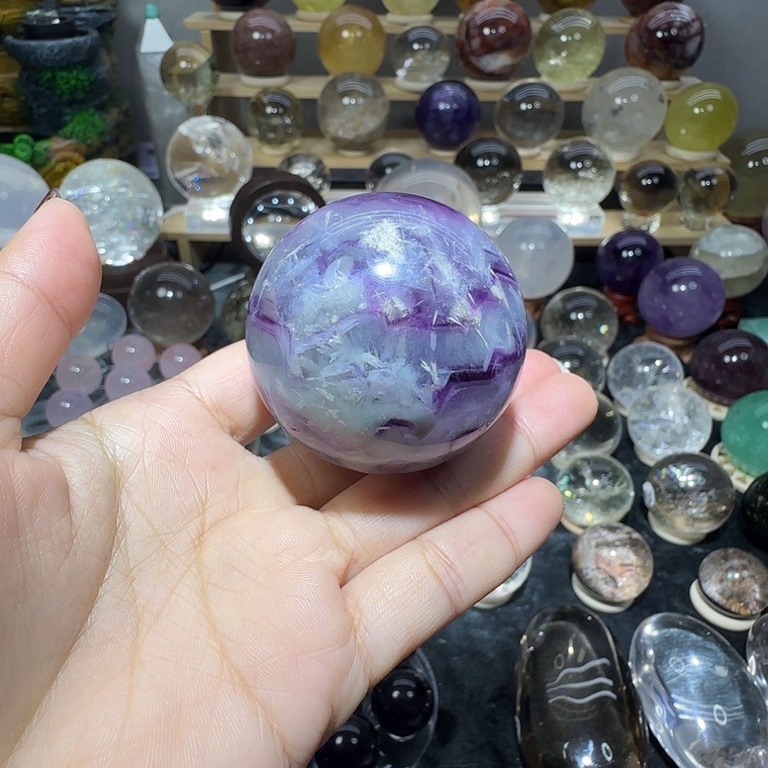 未镶嵌珠宝半成品水晶羽毛莹石