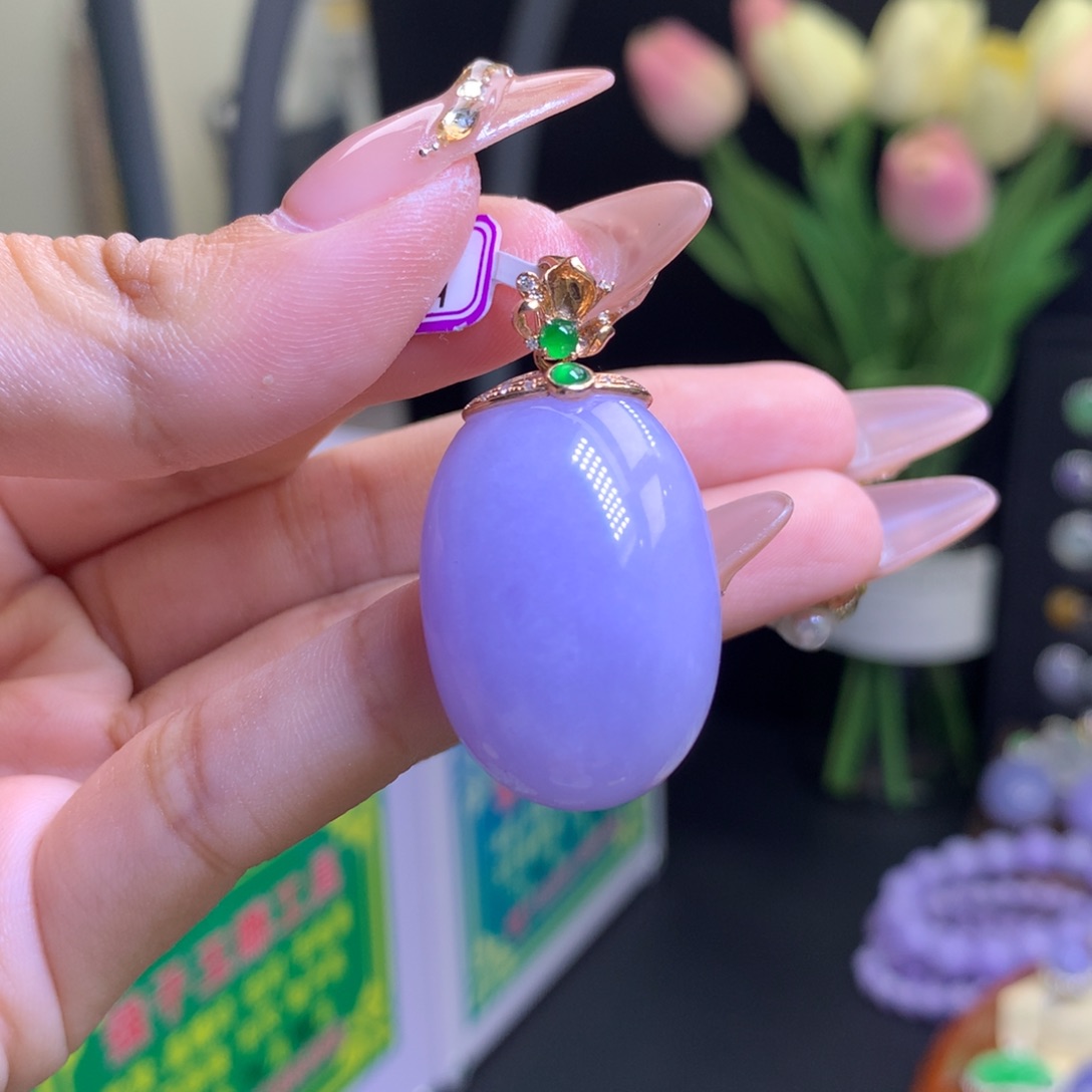 翡翠颈饰18K金镶嵌天然