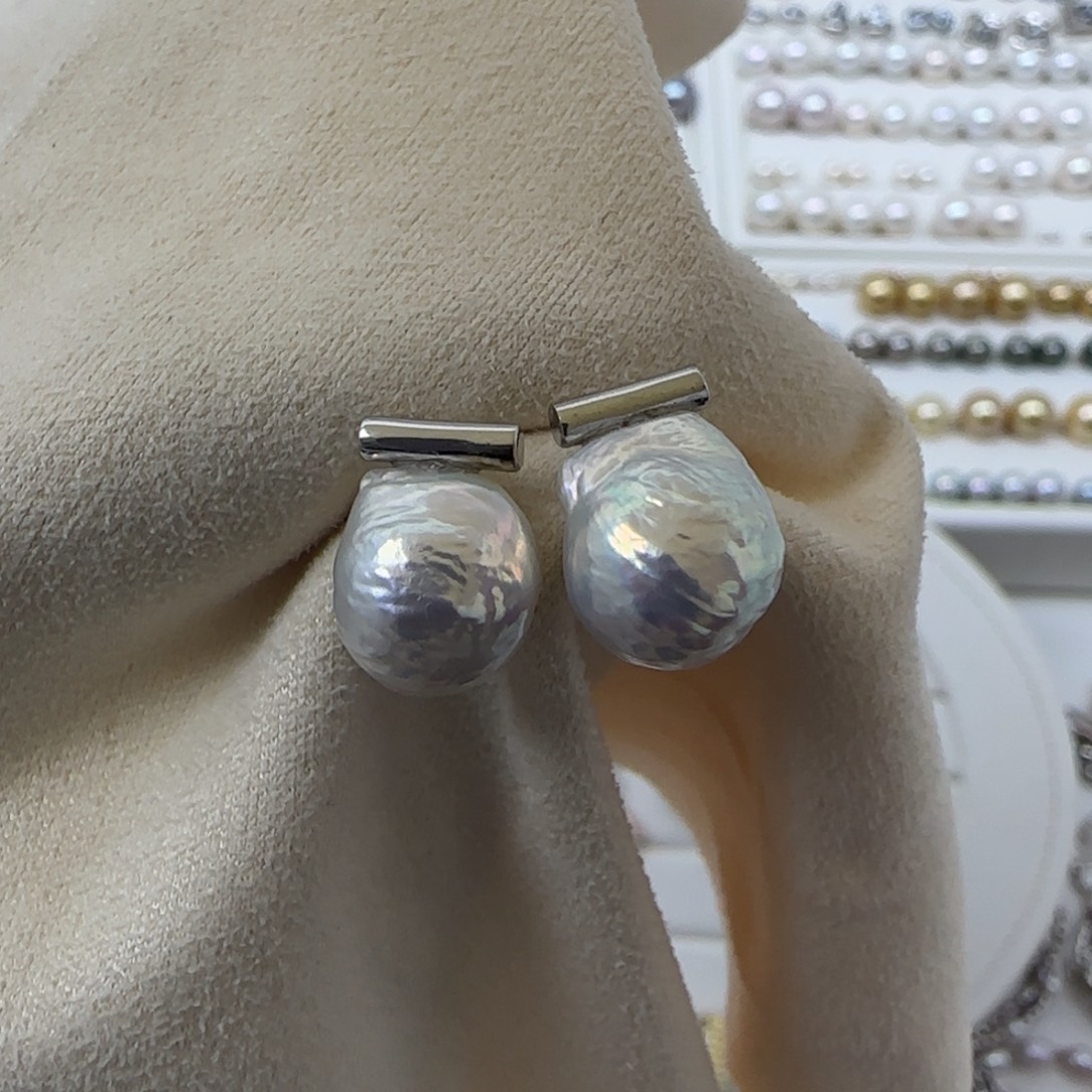 银S925镶嵌淡水珍珠耳饰