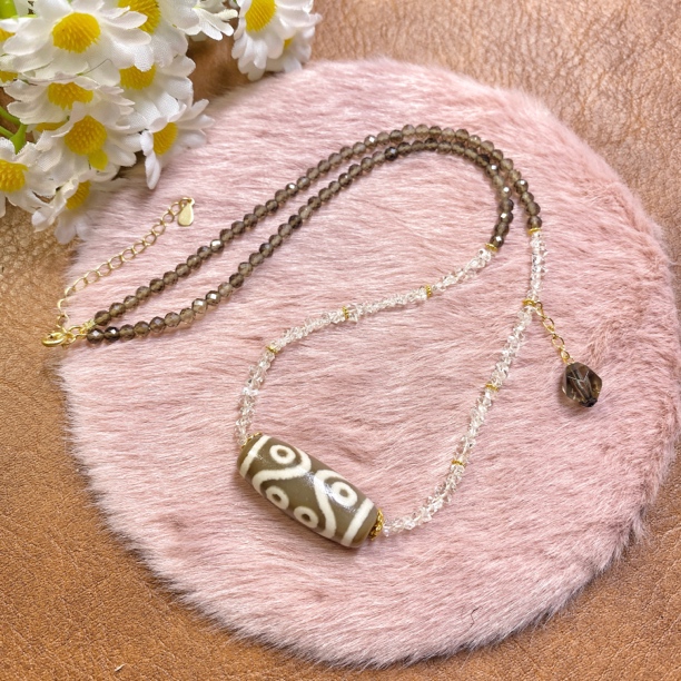 玛瑙水纹八眼锁骨链时尚个性设计简约气质小众清新颈饰