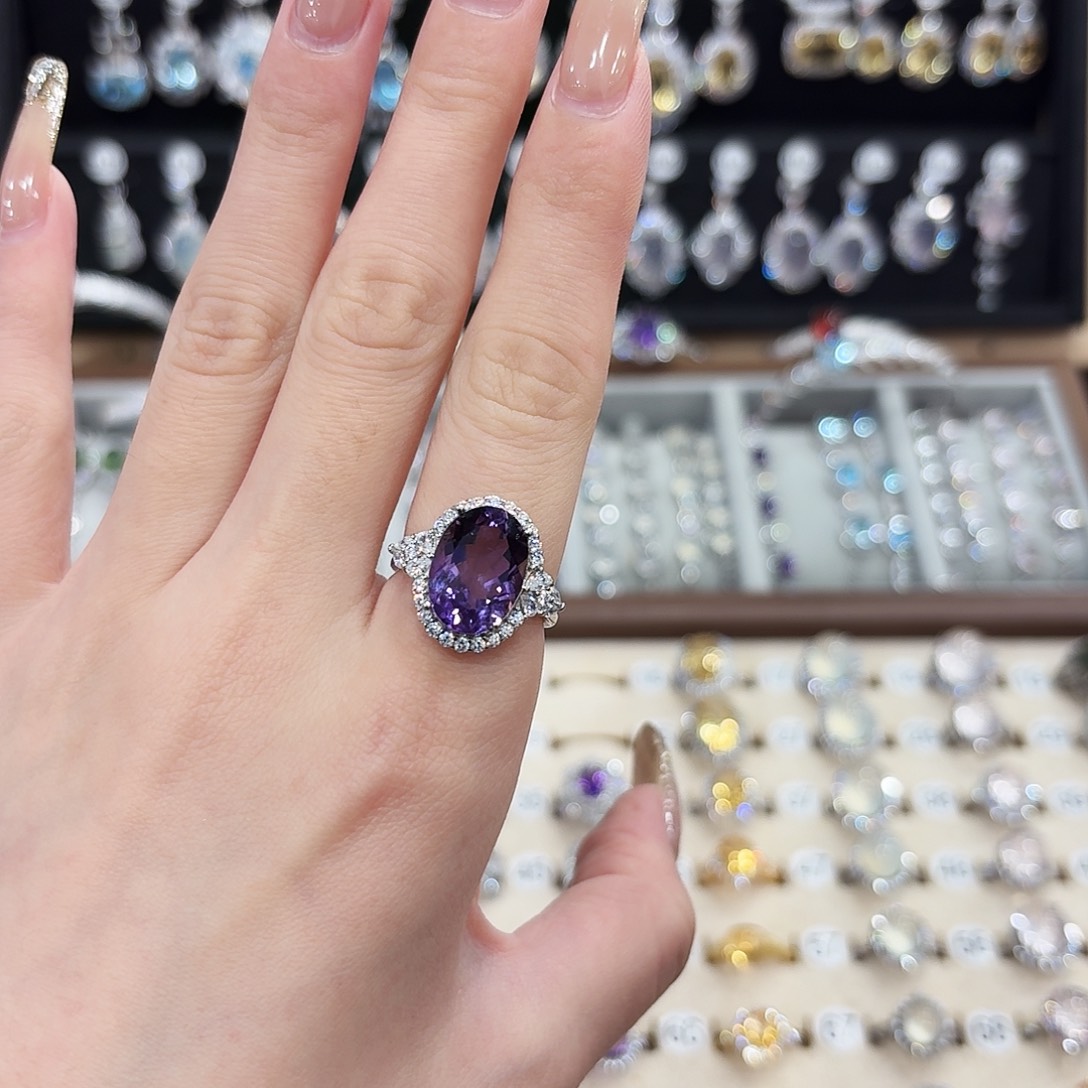 y***g银S925镶嵌戒指紫晶