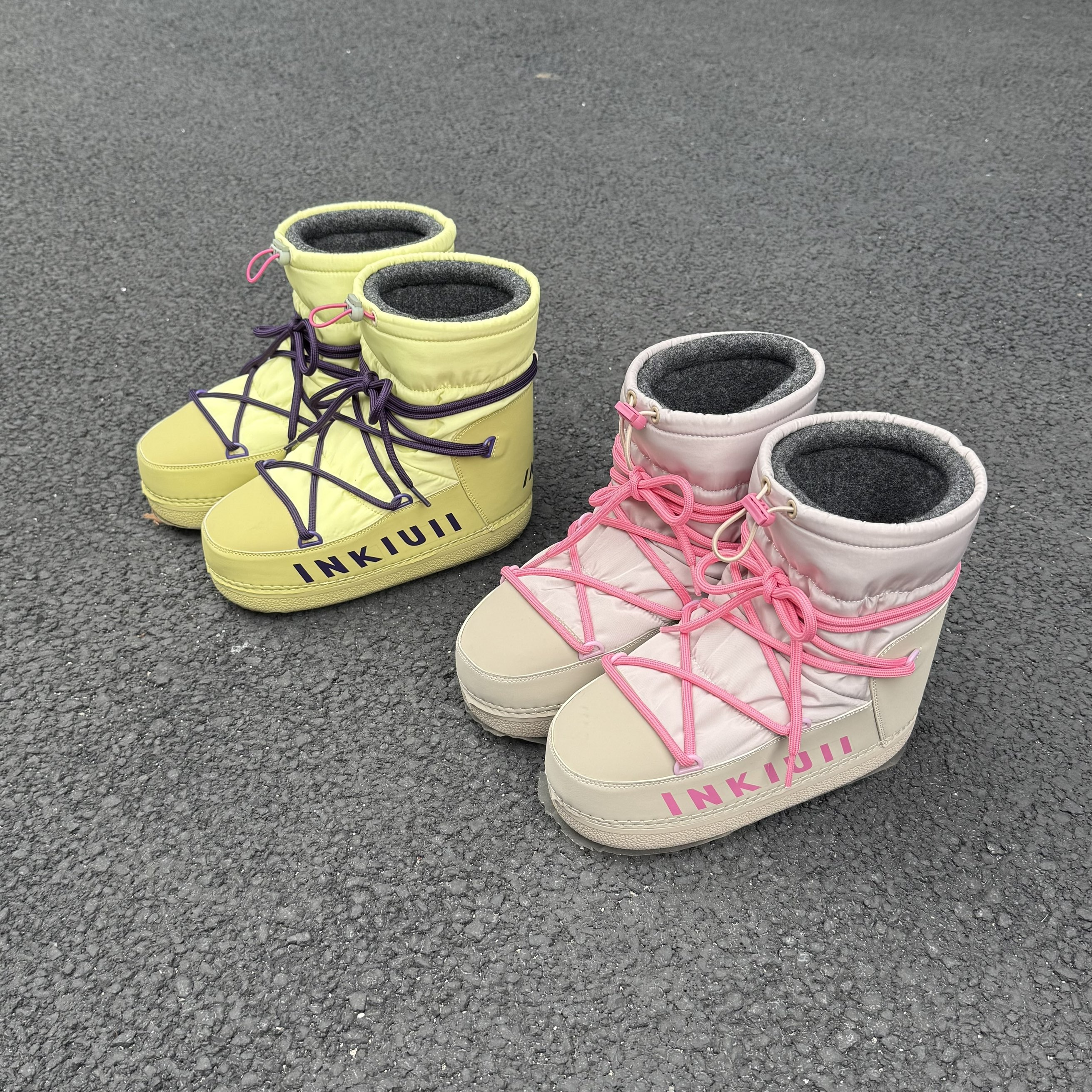 高端小众2025冬季防水羽绒布厚底交叉绑带加毛加厚保暖短靴雪地靴