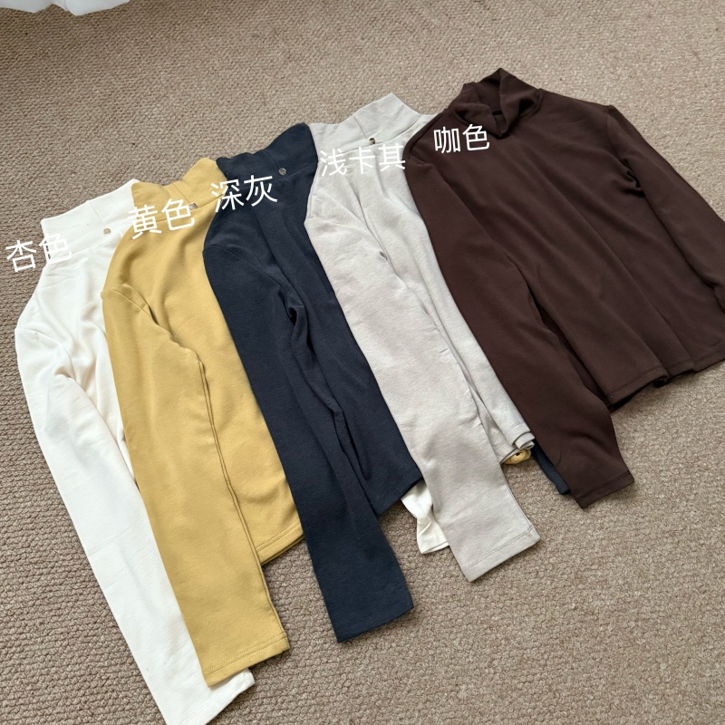 艺安【绒绒T】高品质超细气质优雅高领打底加绒正肩打底上衣