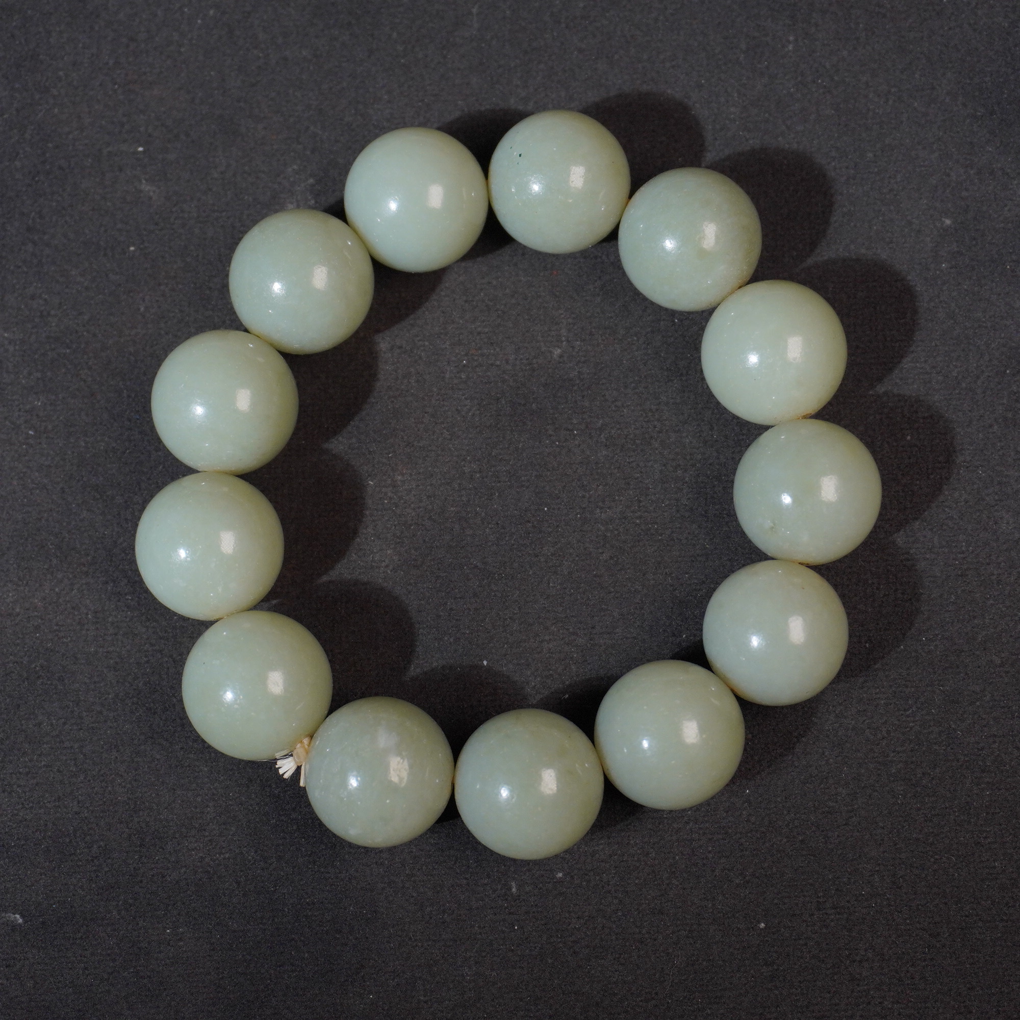 6SH31 清 和田玉素面圆珠手串