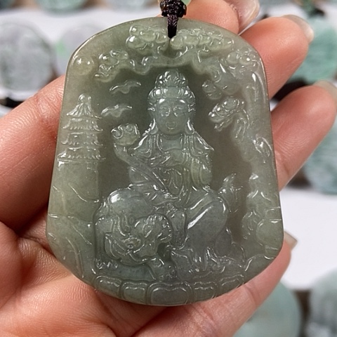 翡翠颈饰未镶嵌文殊菩萨