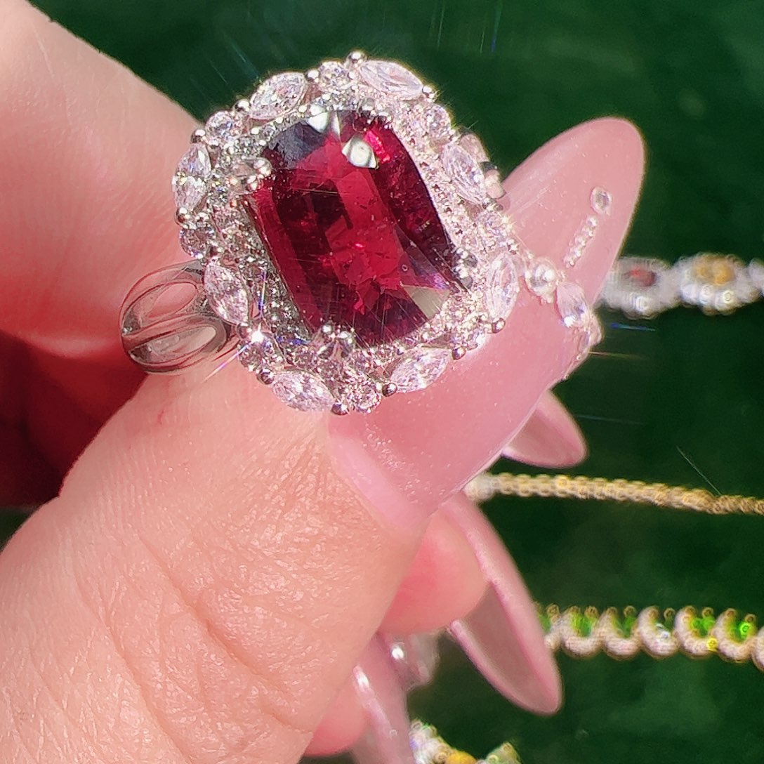 碧玺碧玺戒指银S925镶嵌