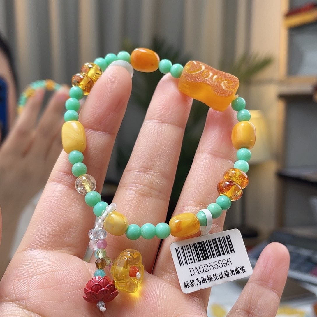 琥珀裸石未镶嵌蜜蜡手串
