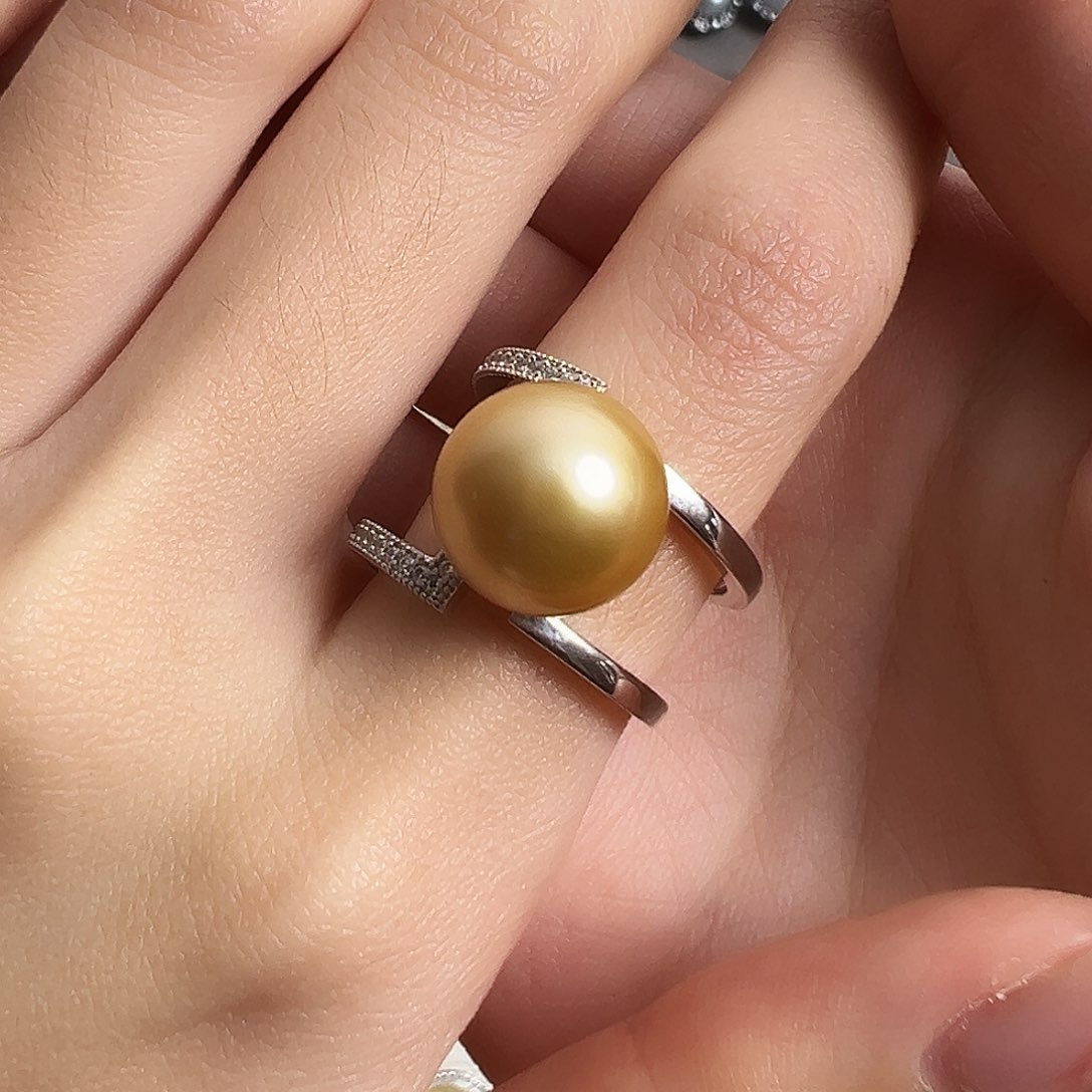 海水珍珠戒指银S925镶嵌