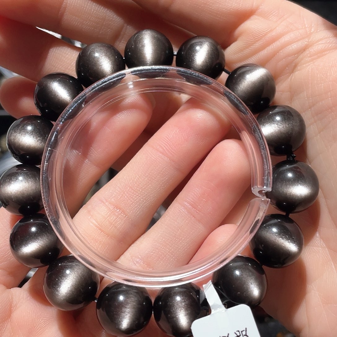 黑曜岩手链未镶嵌长****糕