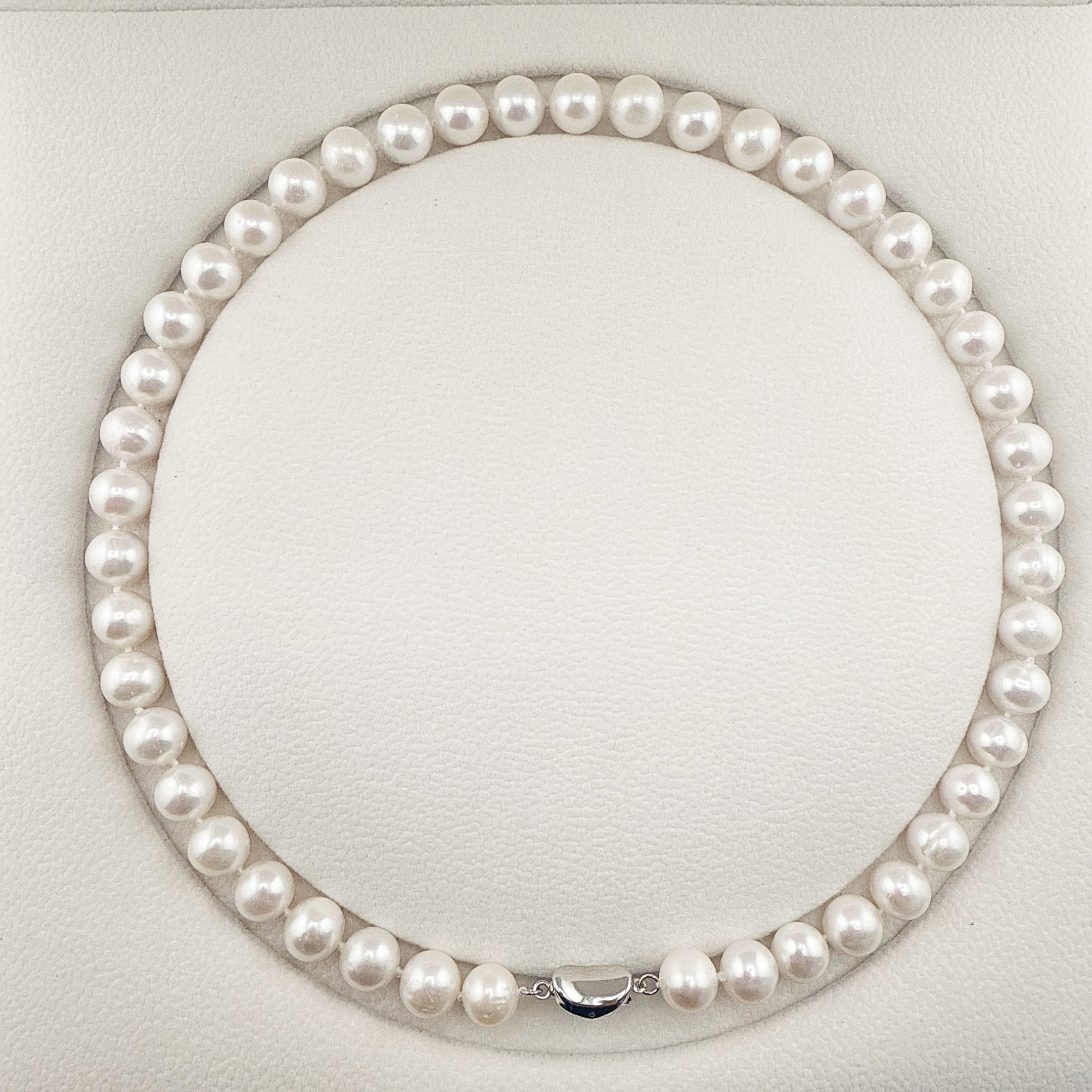 【9-10mm】无核S925银天然淡水珍珠项链白色纯天然珍珠项链
